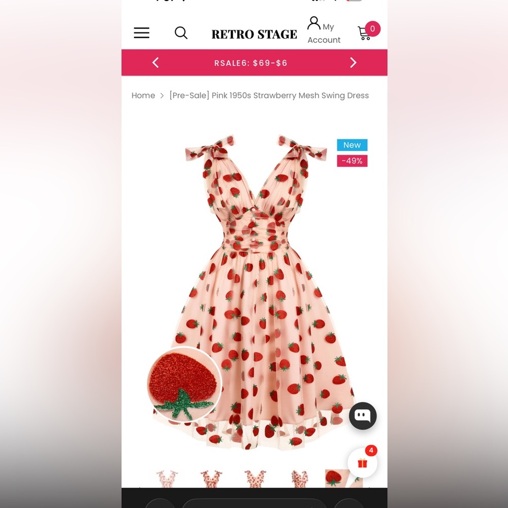 Strawberry Mesh Pink Dress - Picture 2 of 2